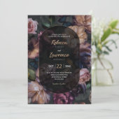 Moody roze bloemen bruiloft uitnodiging (Staand voorkant)