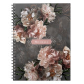 Moody roze bloemen  zwendels Elegant Custom Notitieboek (Voorkant)