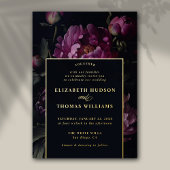 Moody roze pioen moderne  elegante bruiloft folie uitnodiging