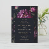 Moody roze pioen moderne  elegante bruiloft kaart (Staand voorkant)