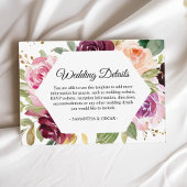 Moody & Rustic Bourgondië Waterverf Bloemen Lijst  Informatiekaartje