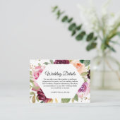 Moody & Rustic Bourgondië Waterverf Bloemen Lijst  Informatiekaartje (Staand voorkant)