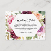 Moody & Rustic Bourgondië Waterverf Bloemen Lijst  Informatiekaartje (Voorkant)