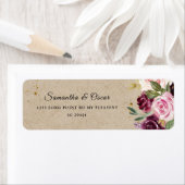 Moody & Rustic Burgundy Kraft Floral Lijst & Gold Etiket (Insitu)