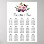 Moody & Rustic Burgundy Waterverf Bloemen & Bes Poster (Voorkant)