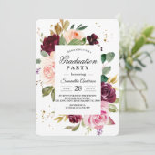 Moody & Rustic Burgundy Waterverf Floral Lijst Kaart (Staand voorkant)