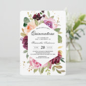 Moody & Rustic Burgundy Waterverf Floral Lijst Kaart (Staand voorkant)