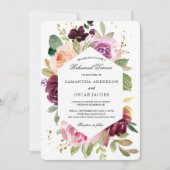 Moody & Rustic Burgundy Waterverf Floral Lijst Kaart (Voorkant)