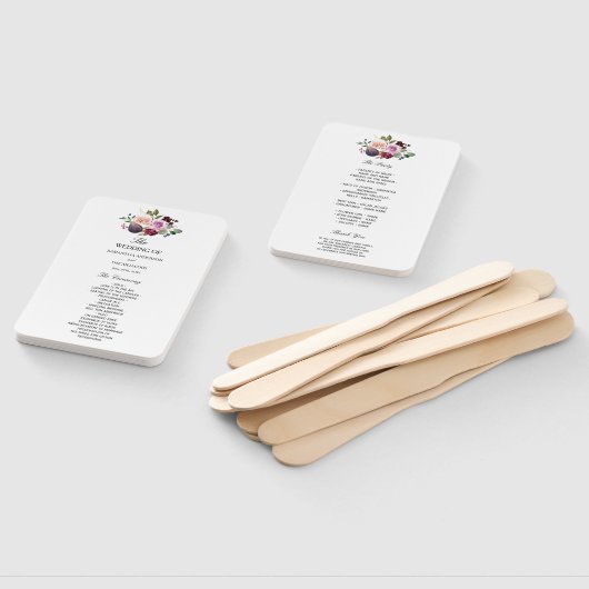 Moody & Rustic Burgundy Waterverf Flowers & Berry Handwaaier (Niet-gemonteerd)