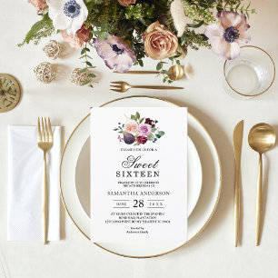 Moody & Rustic Burgundy Waterverf Flowers & Berry Kaart