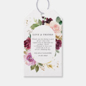 Moody & Rustic Burgundy Waterverf Flowers Lijst Cadeaulabel (Voorkant)