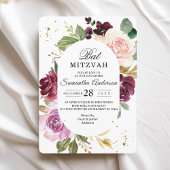 Moody & Rustic Burgundy Waterverf Flowers Lijst Kaart