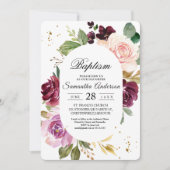 Moody & Rustic Burgundy Waterverf Flowers Lijst Kaart (Voorkant)