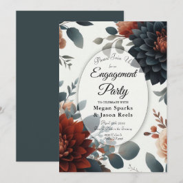 Moody Rustic Fall Florals Engagement Party Kaart