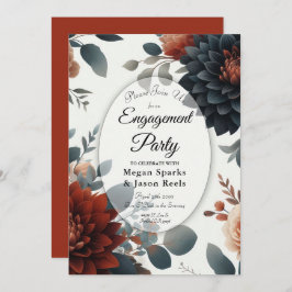 Moody Rustic Fall Florals Engagement Party Kaart