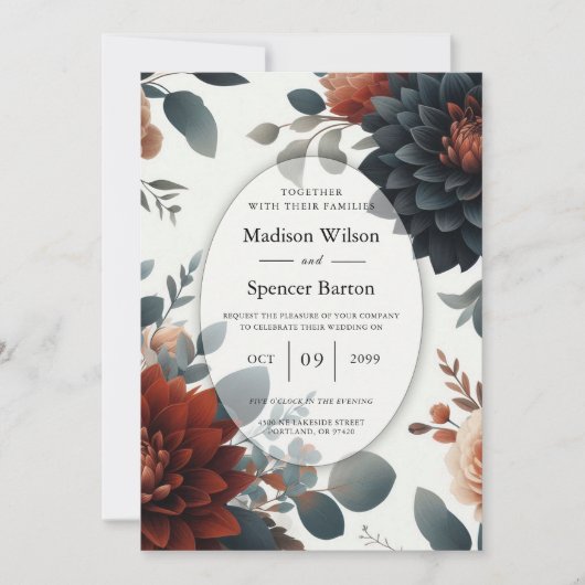 Moody Rustic Fall Florals Wedding Kaart (Voorkant)