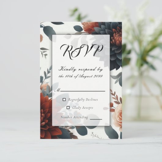 Moody Rustic Fall Florals Wedding RSVP (Staand voorkant)