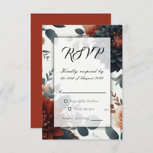 Moody Rustic Fall Florals Wedding RSVP (Voorkant / Achterkant)