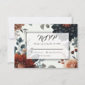 Moody Rustic Fall Florals Wedding RSVP Kaartje (Voorkant)