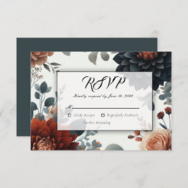 Moody Rustic Fall Florals Wedding RSVP Kaartje