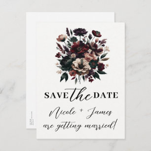 Moody Rustic Garden Florals Bohemian Save the Date Aankondigingskaart