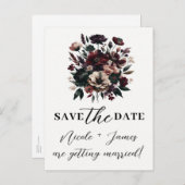 Moody Rustic Garden Florals Bohemian Save the Date Aankondigingskaart (Voorkant / Achterkant)