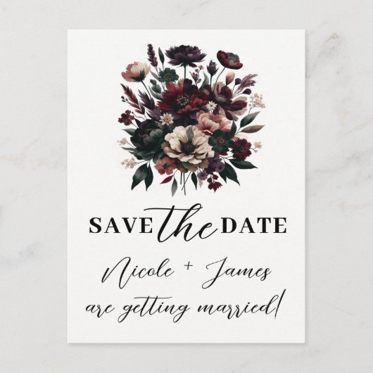 Moody Rustic Garden Florals Bohemian Save the Date Aankondigingskaart (Voorkant)