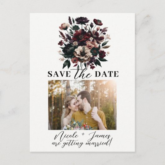 Moody Rustic Garden Florals Bohemian Save the Date Aankondigingskaart (Voorkant)