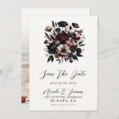 Moody Rustic Garden Florals Bohemian Save the Date Kaart (Voorkant / Achterkant)