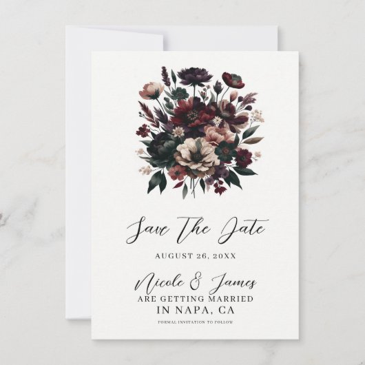 Moody Rustic Garden Florals Bohemian Save the Date Kaart (Voorkant)