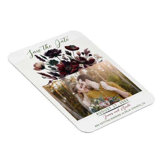 Moody Rustic Garden Florals Bohemian Save the Date Magneet (Rechterzijde)