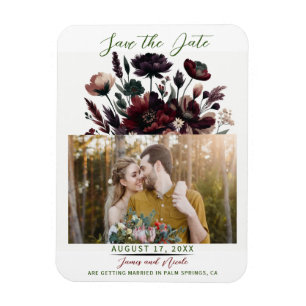 Moody Rustic Garden Florals Bohemian Save the Date Magneet