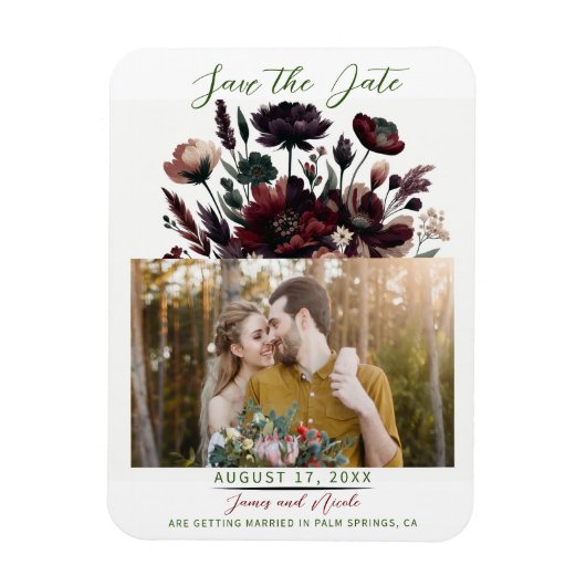 Moody Rustic Garden Florals Bohemian Save the Date Magneet (Verticaal)