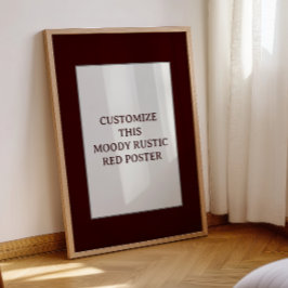 Moody Rustic Red Custom Poster Quote Kerst