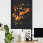 Moody Rustic Tomatoes Vintage Farmhouse Kitchen Poster (Thuiskantoor)