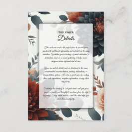 Moody rustieke Herfst bloemen bruiloft Informatiekaartje