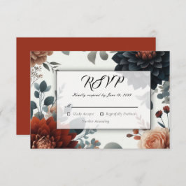 Moody rustieke Herfst bloemen bruiloft RSVP Kaartje