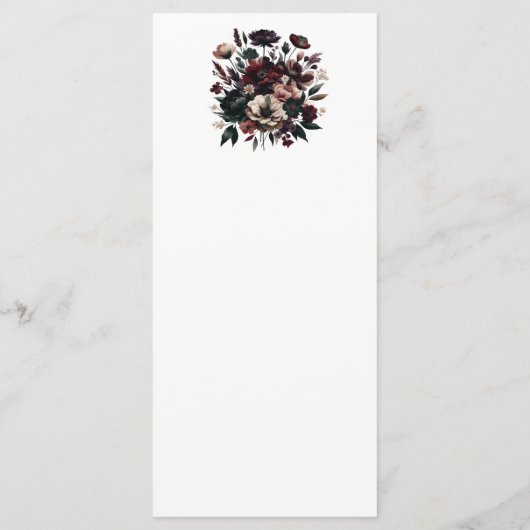 Moody Rustieke Tuin Bloemen Bohemian Bruiloft Menu (Achterkant)