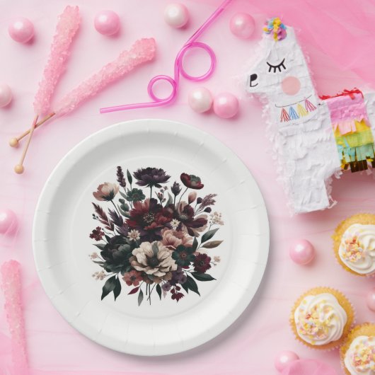 Moody rustieke tuin bloemen Bohemian bruiloft Papieren Bordje (Feest)