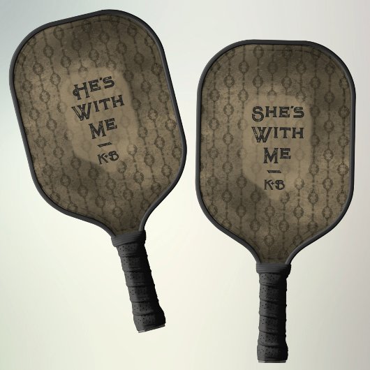 Moody Sepia Aangepaste Naam Jubileum Gift Paar Pickleball Paddle