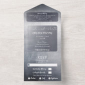 Moody Silver Glam Modern Elegant Wedding All In One Uitnodiging (Binnen)