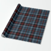 Moody Slate Blue and Deep Red Tartan Plaid Cadeaupapier (Uitgerold)
