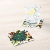 Moody smaragdgroene winter bloemenbruiloft kartonnen onderzetters (Insitu)