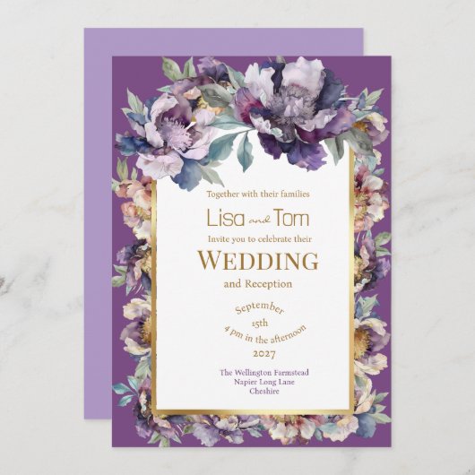 Moody Soft Gothic huwelijksuitnodiging Kaart (Voorkant / Achterkant)