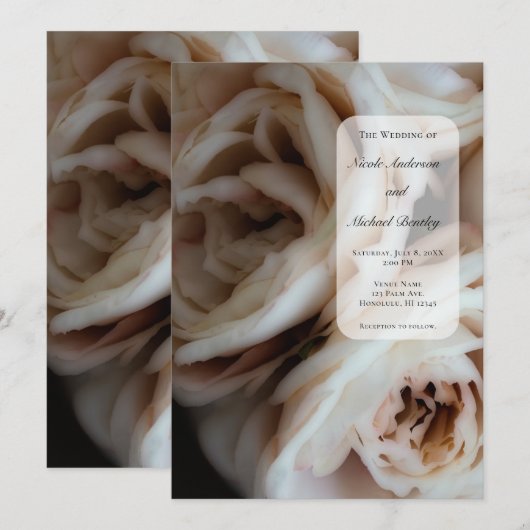 Moody Soft roze rozen Elegant Minimal Wedding Kaart (Voorkant / Achterkant)