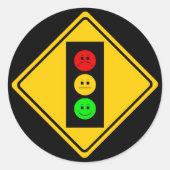 Moody Stoplight Ahead Ronde Sticker (Voorkant)