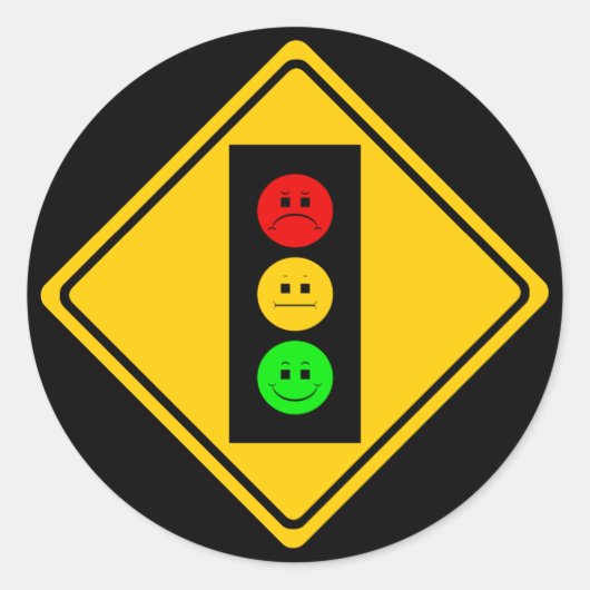 Moody Stoplight Ahead Ronde Sticker (Voorkant)