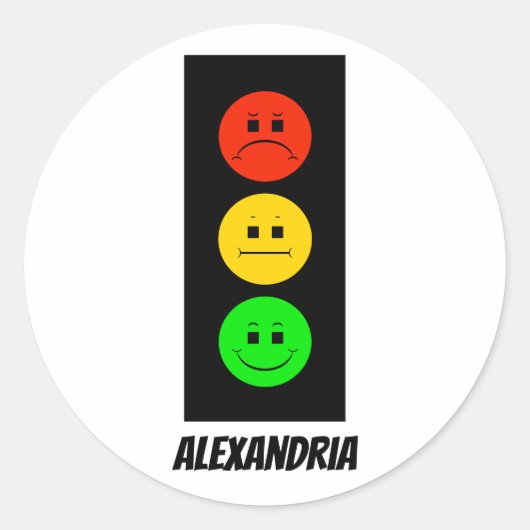 Moody Stoplight  met naam Ronde Sticker (Voorkant)