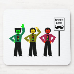 Moody Stoplight Trio Speed Limit Mustachio Muismat