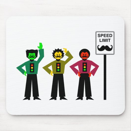 Moody Stoplight Trio Speed Limit Mustachio Muismat (Voorkant)